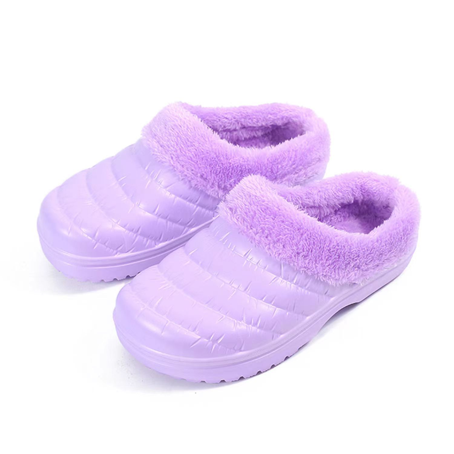 Winter Fleece-lined Lightweight One-Time Molding Eva Women's Half-Pack Plush Heel Cotton Slippers Laundry Car Wash Kitchen Work Shoes