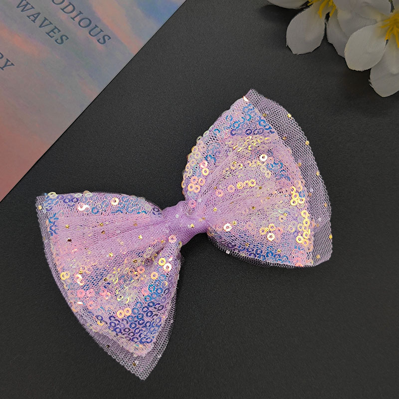 Spring and Summer New Sequined Bow Fairy Temperamental Double-Layer Mesh Girl Barrettes Headdress Duckbill Clip