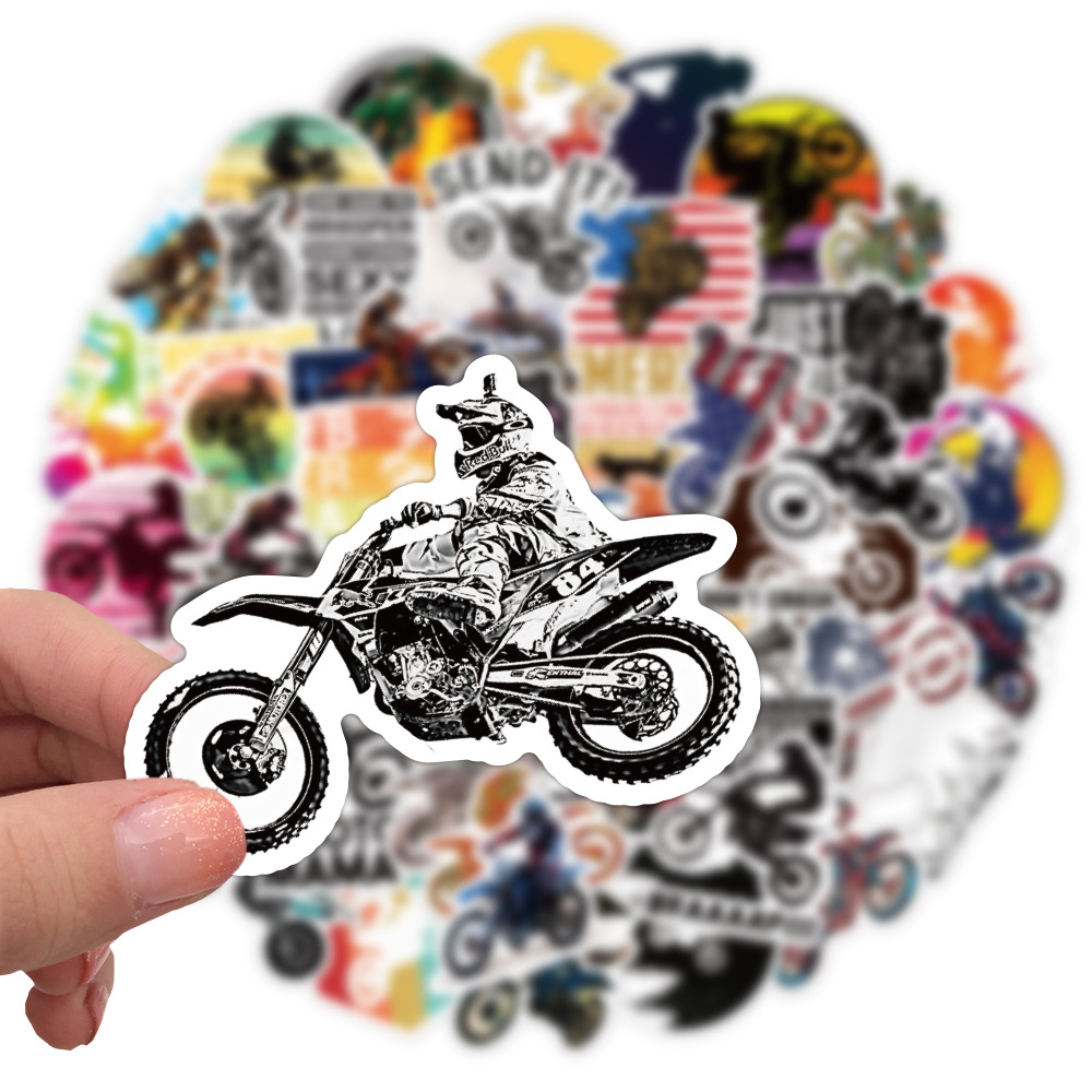 50张新款越野摩托车个性涂鸦贴纸汽车行李箱水杯防水贴纸批发