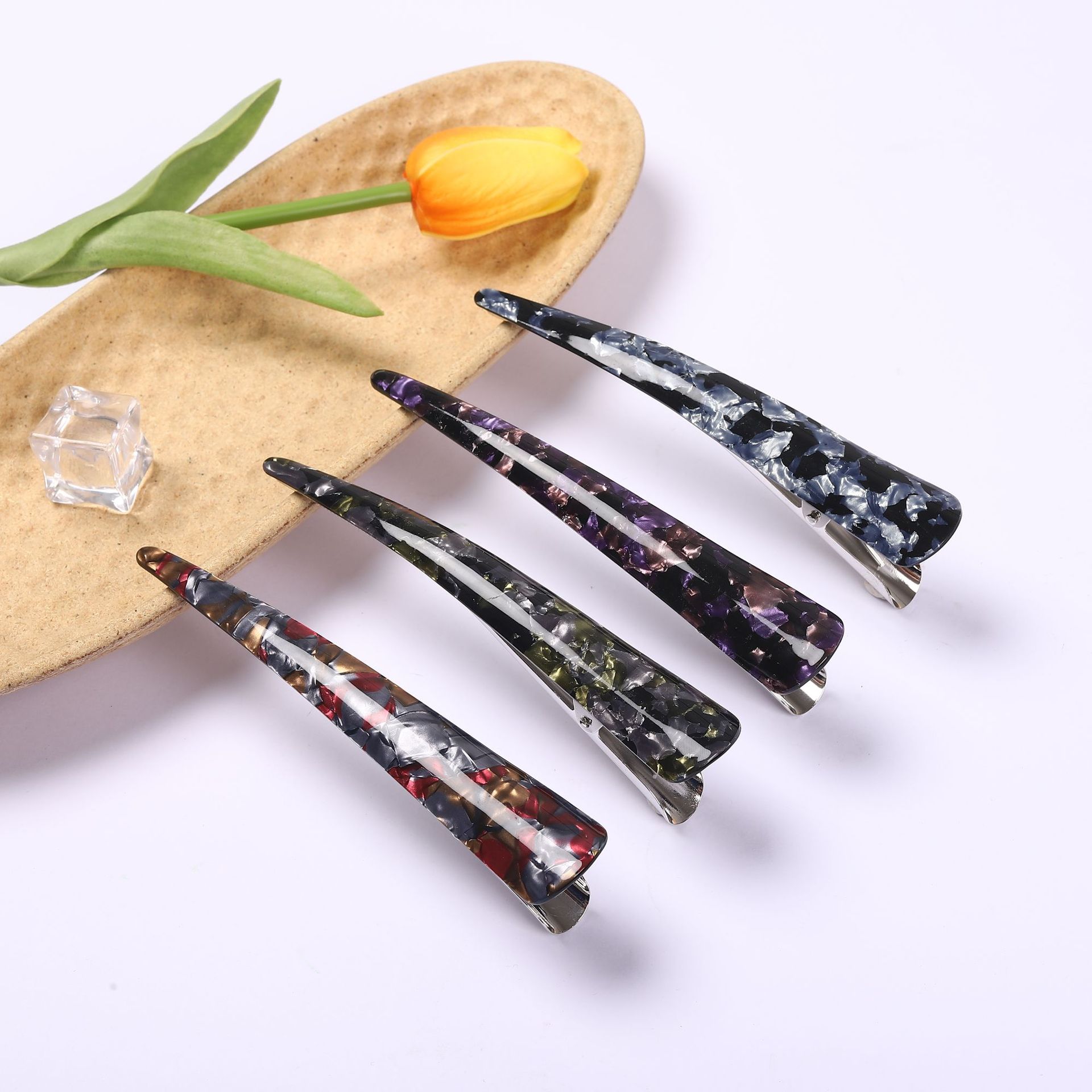 鸭嘴夹大号牛角夹盘发发卡后脑勺优雅鲨鱼夹一字尖嘴夹妈妈款发饰