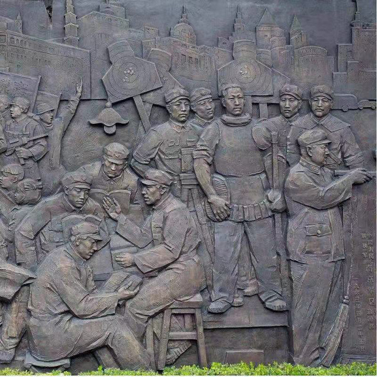 抗战主题文化人物铸铜浮雕锻铜红军浮雕墙校园景区纪念馆装饰摆件