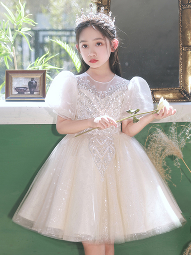 女童高端礼服花童婚礼小公主婚纱裙儿童生日主持人夏天朗诵演出服