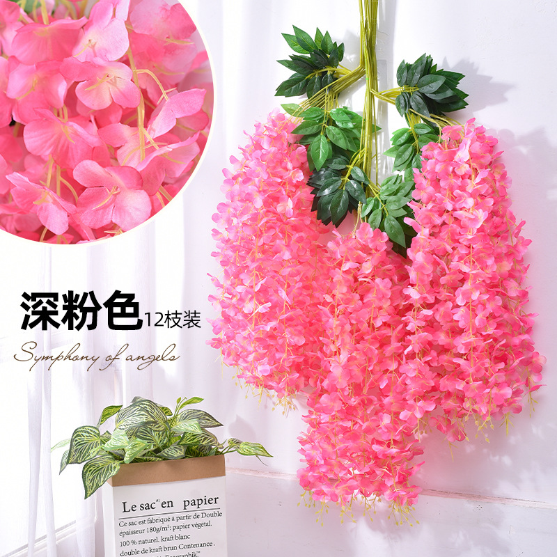 Artificial Wisteria Tofu Pudding Plastic Fake Flower Living Room Ceiling Hanging HANAFUJI Wedding Emulational Flower Decoration Rattan Green Plant