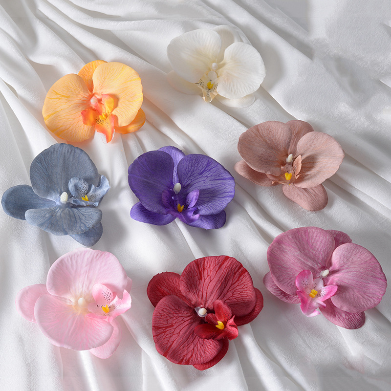 Diy Handmade Phalaenopsis Flower Head Petal Artificial Flower Accessories Flower Material Hairpin Headdress Decoration Laminate Material Wholesale