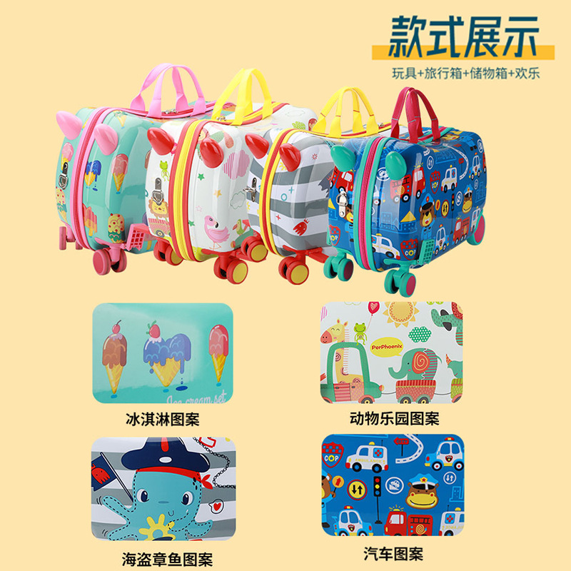 Multifunctional Sitting and Riding Children's Cycling Suitcase Cartoon Luggage Universal Wheel Suitcase Gift Baby Riding Box