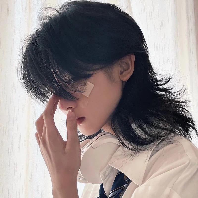 假发狼尾短直发鲻鱼头日系男女通用中性自然时尚韩版帅气全头套式