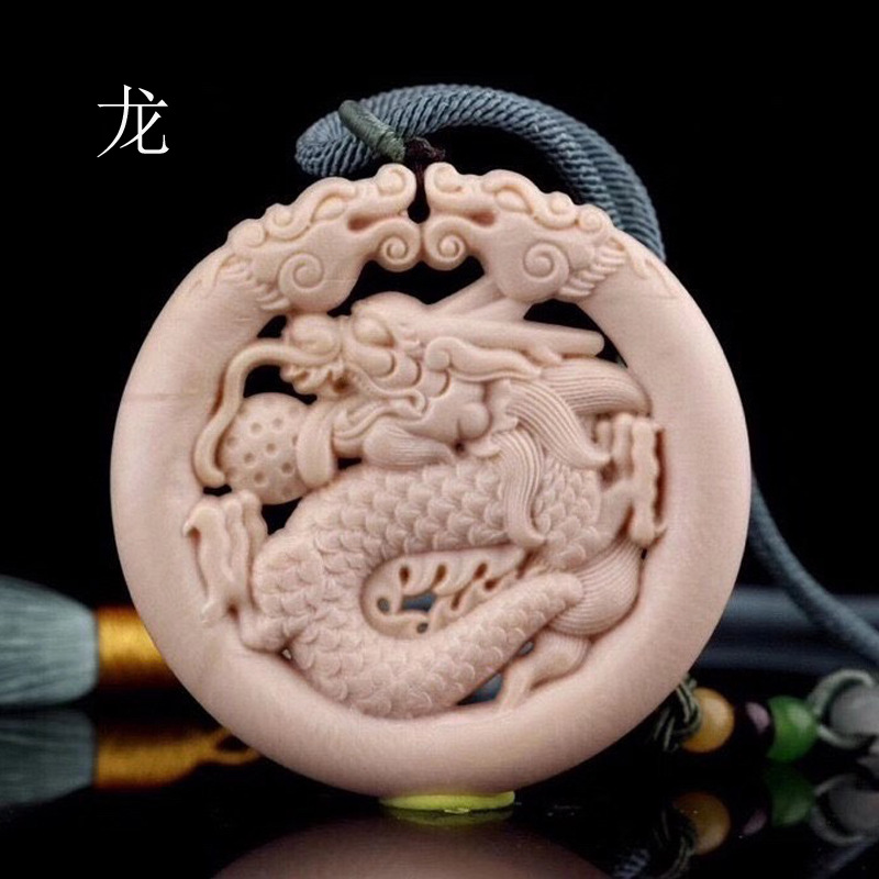 猛犸象牙十二生肖 镂空圆牌吊坠 男女挂件饰品毛衣链项链厂家批发