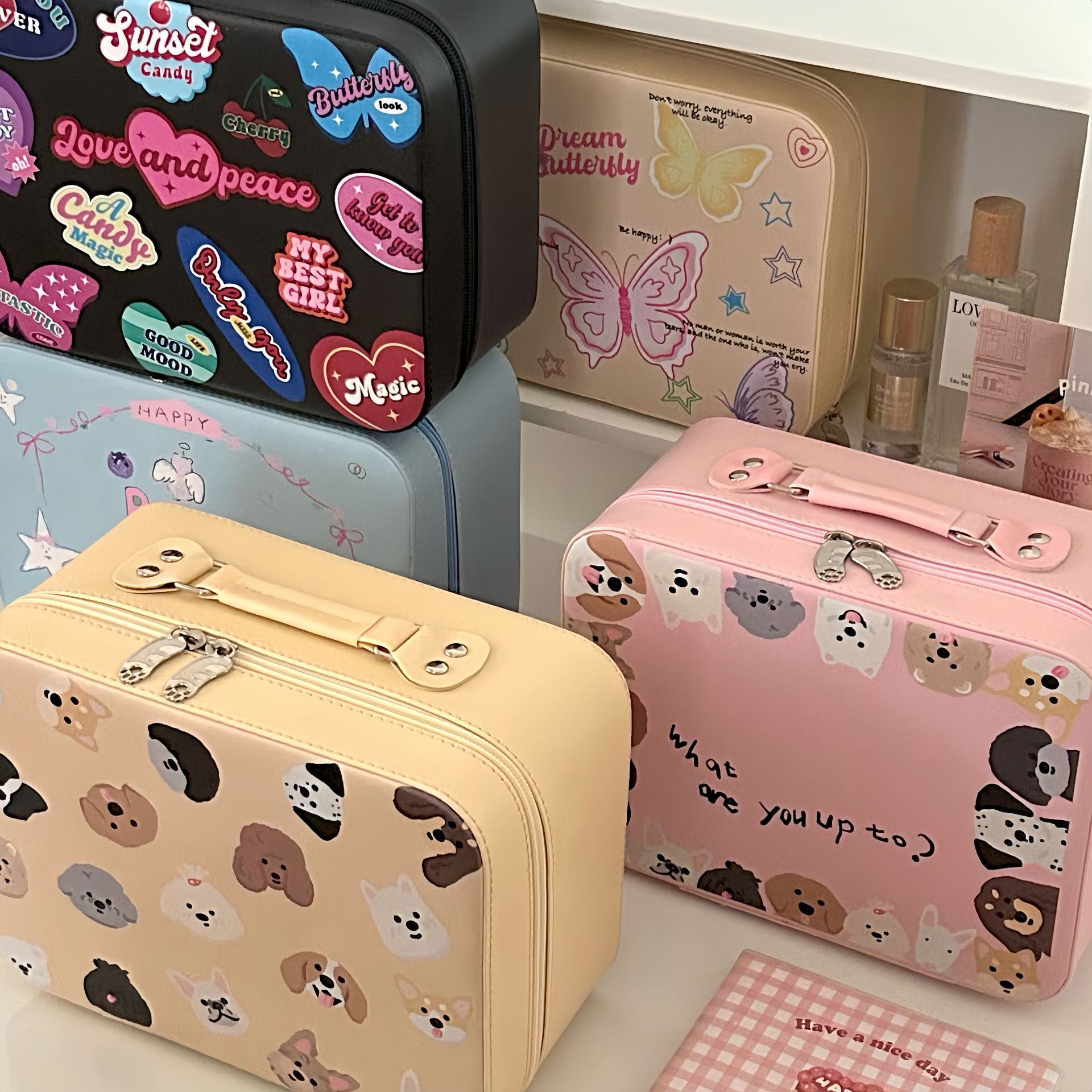 Homemade Three-Dimensional Cosmetic Case 2023 Portable Large Capacity Cute Cartoon Storage Box Travel Toiletry Bag