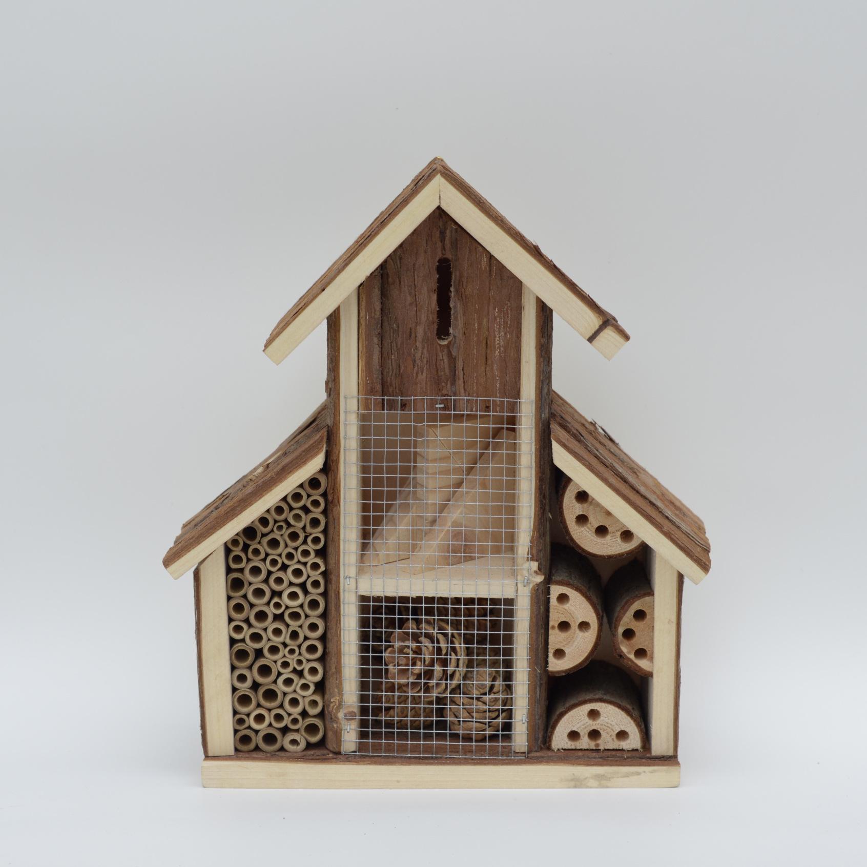 树皮木质昆虫屋蜜蜂窝悬挂带树皮户外园林小型鸟窝瓢虫蝴蝶屋旅馆