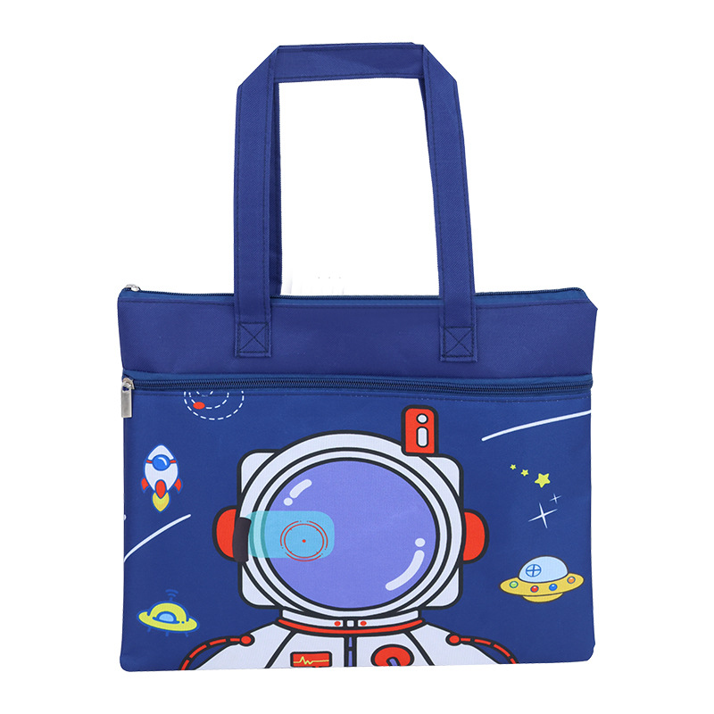 Double-Layer Cartoon A4 File Bag Wholesale Portable Zipper Bag File Bag Primary School Student Information Bag Subject Classification Bag