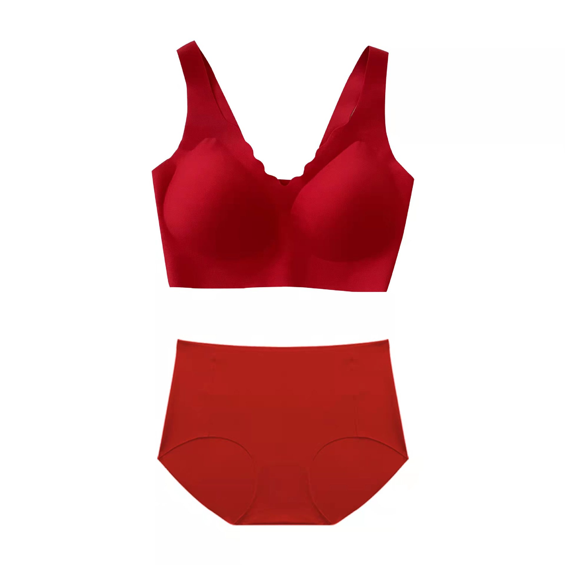 欧阳同款娜娜大红色内衣内裤套装女本命年结婚无钢圈无痕文胸罩盒