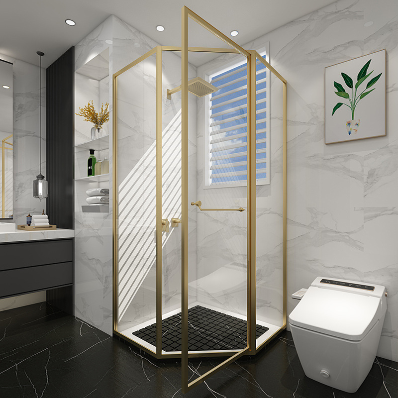 艾薇尔浴室卫生间玻璃门家用型淋浴房钻石干湿浴屏隔断分离网红洗