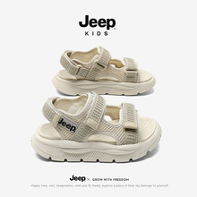Jeep儿童运动凉鞋夏季2023新款魔术贴露趾女童鞋子软底男童沙滩鞋