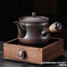 批发侧把红泥大口手工砂铫煮茶壶窑变跳盖家用烧水泡茶壶炭炉茶具