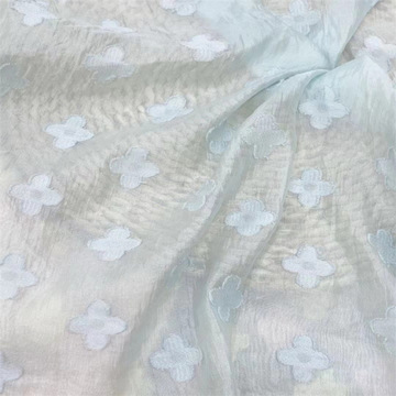 剪花透底欧根纱面料服装上衣童装布料国风连衣裙韩版短裙衣裤女装