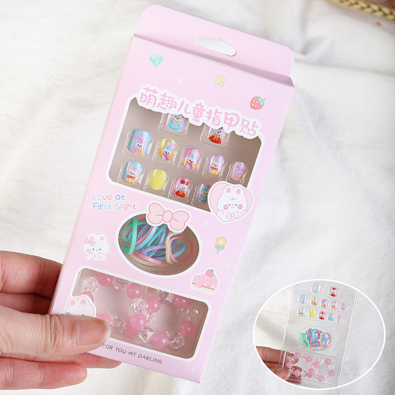 Children's Nail Stickers Nail Stickers Wear Armor New Wearable Bracelet Rubber Band Cartoon Toy Set Nail Tip