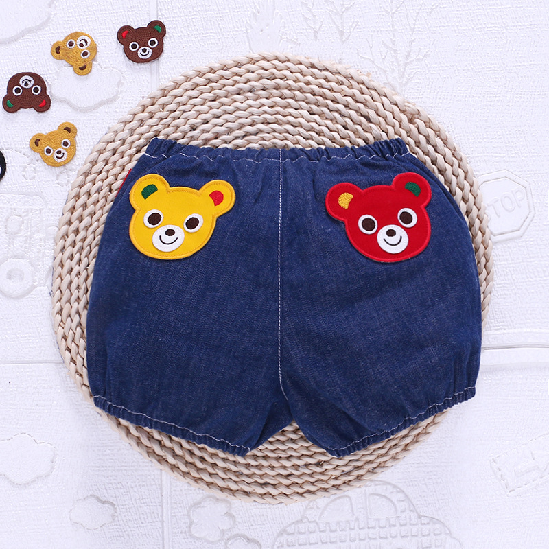 现货miki童装 日系男女童卡通熊兔牛仔短裤灯笼裤宝宝南瓜裤pp裤