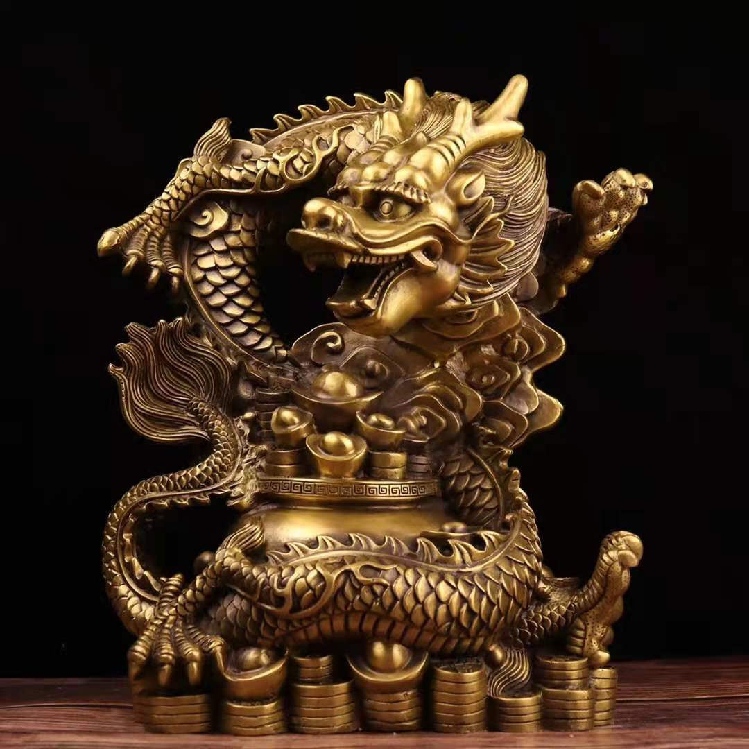 全铜龙摆件聚宝祥龙青龙吸财龙生肖龙福禄龙鎮宅客厅办公室工艺品