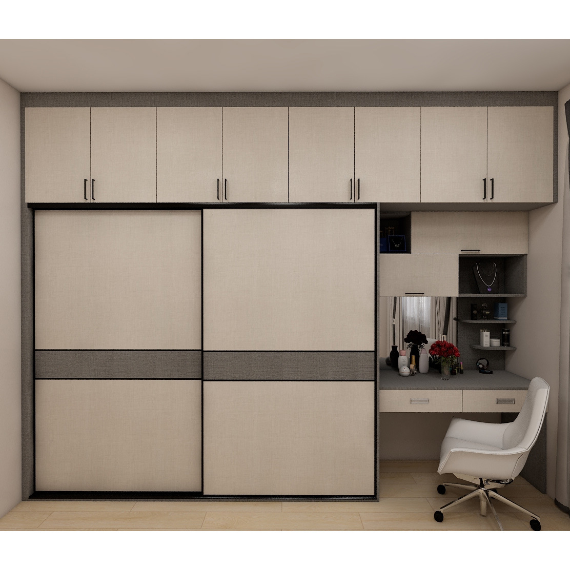 佛山工厂直供全屋 推拉门掩门衣柜简约现代时尚储物柜书桌