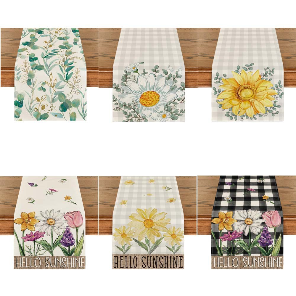 Summer Daisy Table Runner Summer Atmosphere Dress up Home Kitchen Table Cloth TV Cabinet Fireplace Entrance Tablecloth