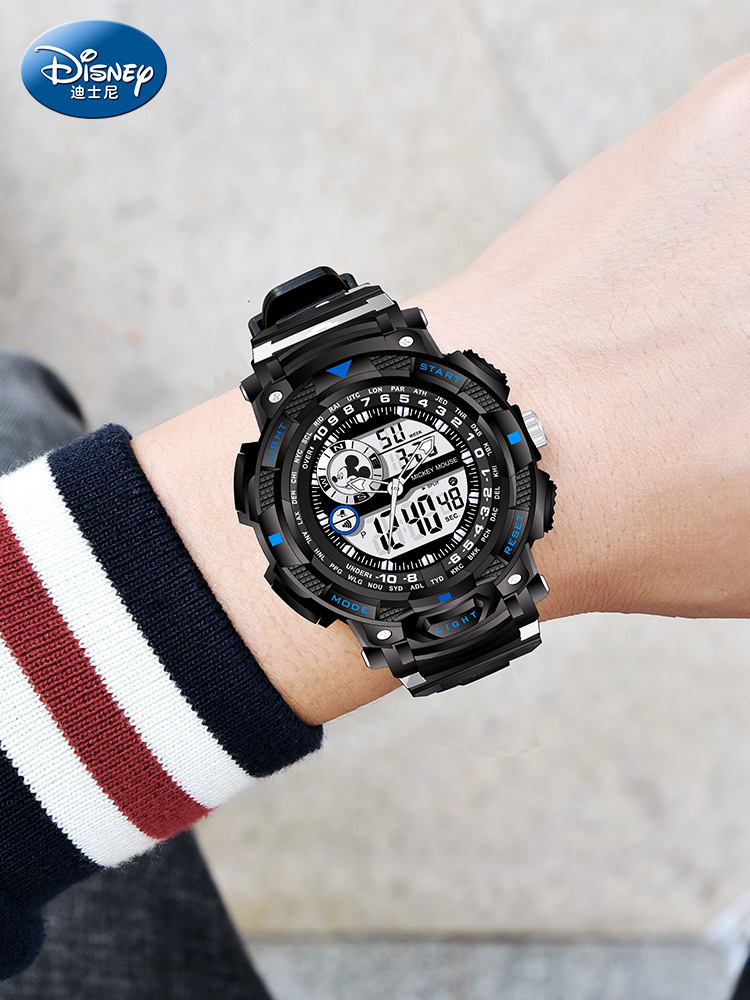 儿童电子手表男孩运动防水初中高中米奇青少年手表男中学生