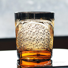 日式江户切子杯手工雕刻水晶玻璃杯威士忌酒杯高端家用精致啤酒杯