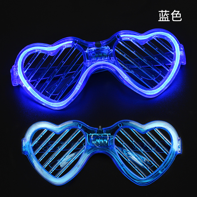 Luminous Bar Disco Jumping Glasses Love Heart Led Cold Light Blinds Glasses Foreign Trade Amazon Party Glasses