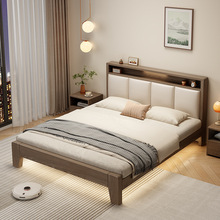 Q*L现代简约1.5m双人床1米8出租房用家用1米2软包储物单人实木床