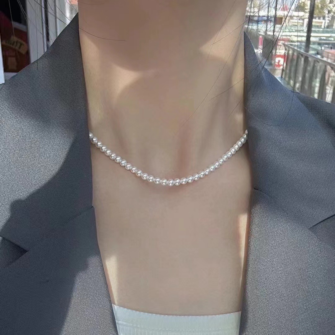 5mm天然淡水珍珠项链小米珠项链baby链锁骨链极光几乎无瑕-阿里巴巴