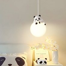 2024新款卧室床头小吊灯现代简约创意熊猫儿童房间奶油风餐厅灯具