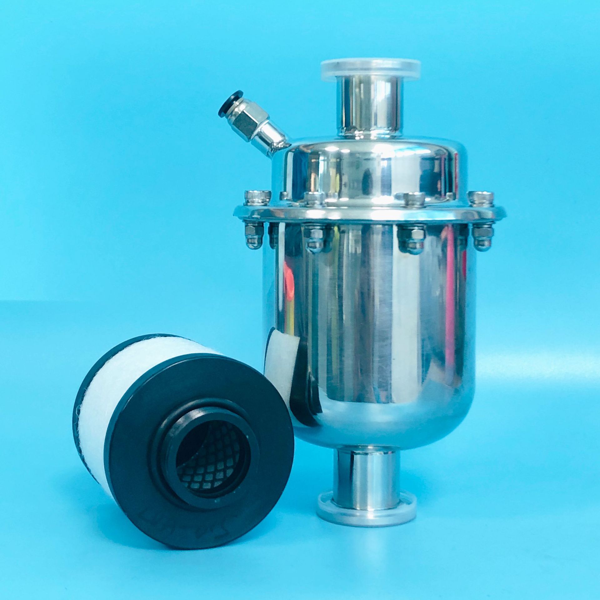 6l/s真空泵油雾过滤分离器 耐腐蚀小排量机械真空泵不锈钢过滤器