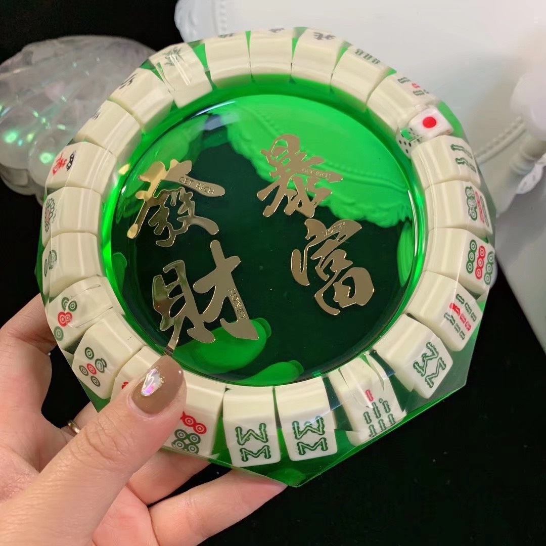 diy个性 麻将大号烟灰缸 滴胶成品手工发财创意礼物卧室客厅