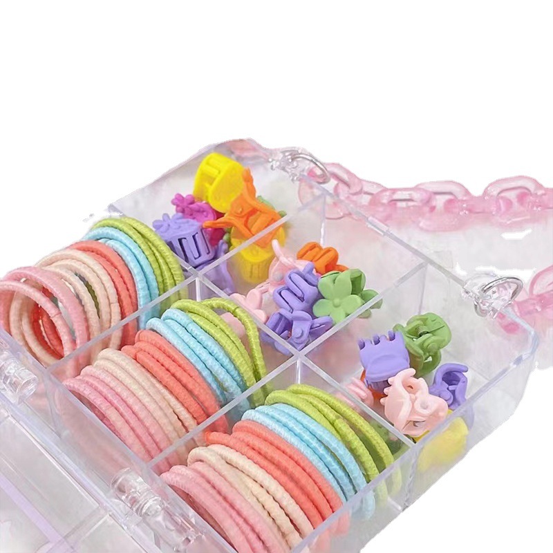 Colorful Creative Kid's Handbag Jewelry Box Cute Baby Barrettes Korean Princess Claw Clip Does Not Hurt Hair Rubber Bands Batch