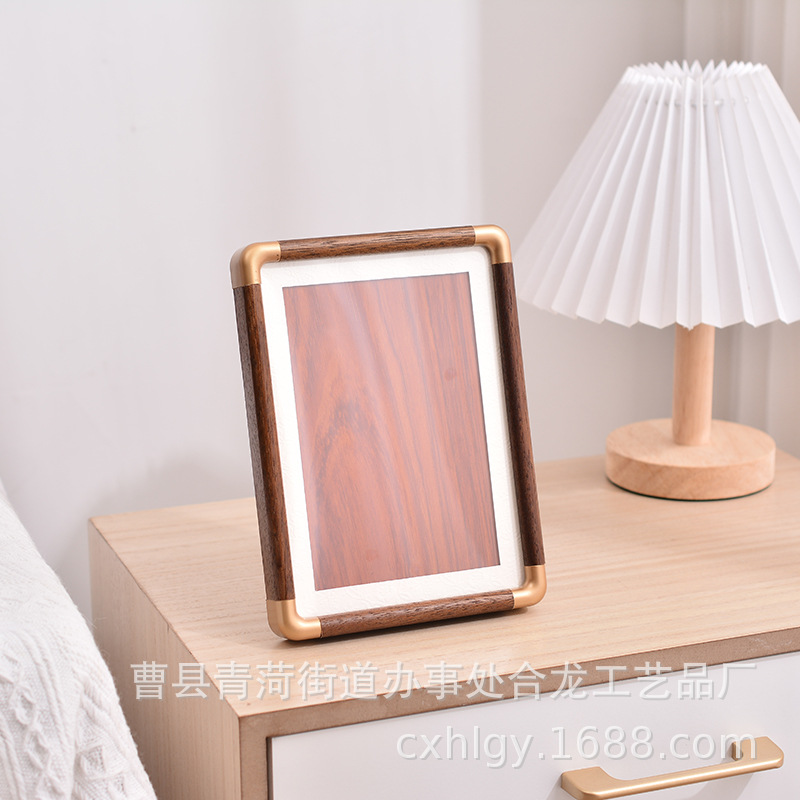 Solid Wood Mortise round Corner Photo Frame Wedding Photo Wash Photo Plus Print Walnut/8 Inch 7 Decoration Wedding Photo Decoration Table