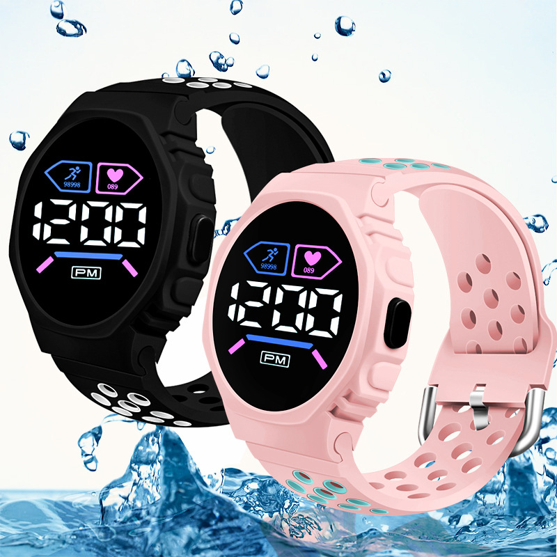 (New Hot Push) Led Watch Waterproof Sports Creative M1 Double Ribbon Electronic Watch for Male and Female Students in Stock