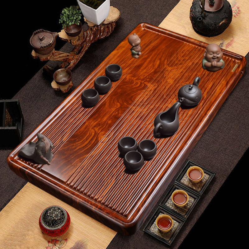 茶盘电木实木托盘家用简约花梨木功夫茶具大号黑檀木整块茶台