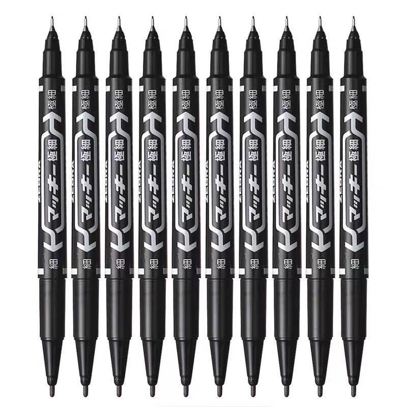 Student Office Oily Ink Marking Pen Black Rough Head Waterproof Large Capacity Express Logistics Art Double-Headed Pen