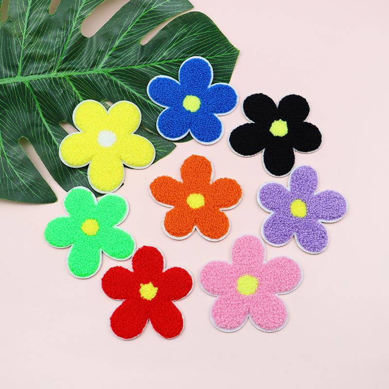 八色小花朵毛巾绣 卡通可爱小花刺绣布贴 手机壳撞装饰刺绣补丁贴