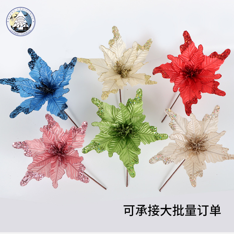 Cross-Border Three-Dimensional Simulation Christmas Flower New Anemone DIY Christmas Tree Ornamental Flower