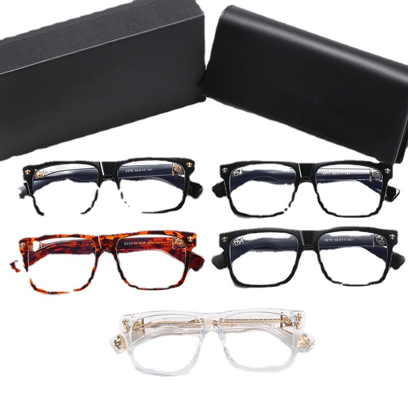 Tr Retro Square Frame Glasses Men's and Women's Fashion Trend Anti-Blue Ray Plain Glasses Crostar Cherie Same Product with Myopic Glasses Option