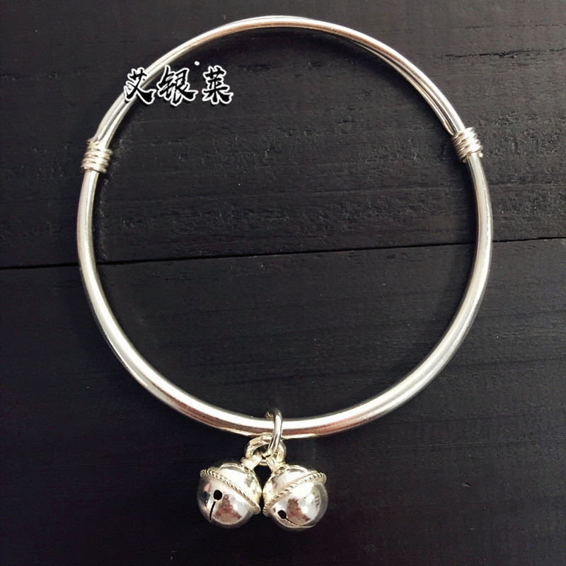 2020新款宝宝古风铃铛有声脚镯婴儿纯银脚环999小孩男女童腿脚链