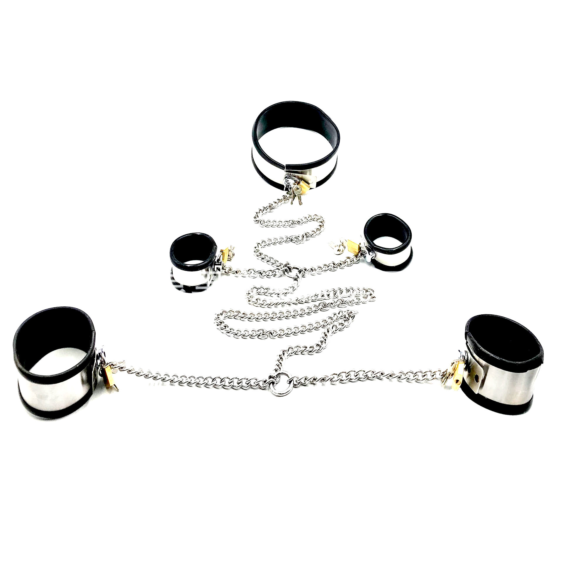 黑帝夫妻情侣情趣成人性用品性爱调情调教刑具不锈钢硅胶皮款手足