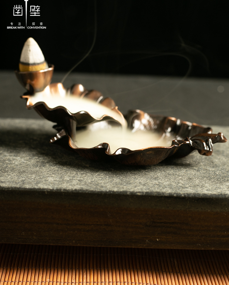 青蛙荷叶倒流香座锌合金塔香底座【跨境专供】