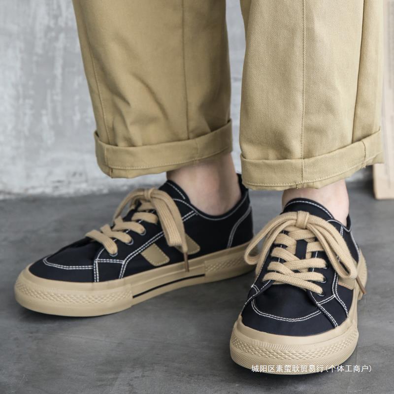 2024夏季新款冰丝雨伞布板鞋透气休闲日系复古低帮潮流个性潮鞋子