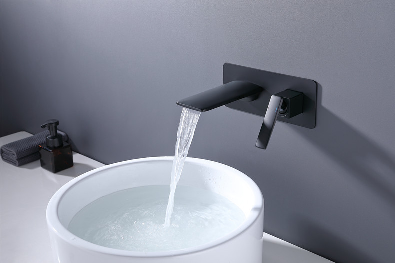 浴缸洗脸盆嵌入墙式瀑布水龙头冷热暗装隐藏式墙出水面盆台盆龙头