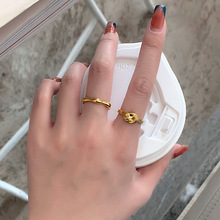 钛钢法式设计师celi风结绳戒指 打结指环 简洁百搭金属戒指饰品