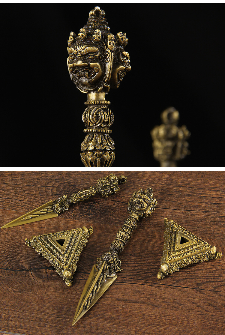 法器合金三面普巴金刚降魔杵魔蝎杵带底座新款大小号