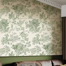 法式丛林壁纸卧室轻奢复古壁画手绘3d南洋风沙发民宿墙纸壁布
