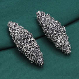 s925纯银银线缠绕毛毛虫配件 复古diy手工锁骨项链材料饰品批发