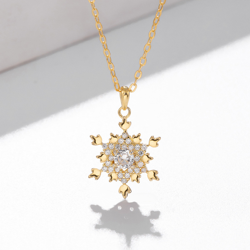 s925纯银雪花项链ins女锁骨颈链首饰定制520礼物抖音直播货源